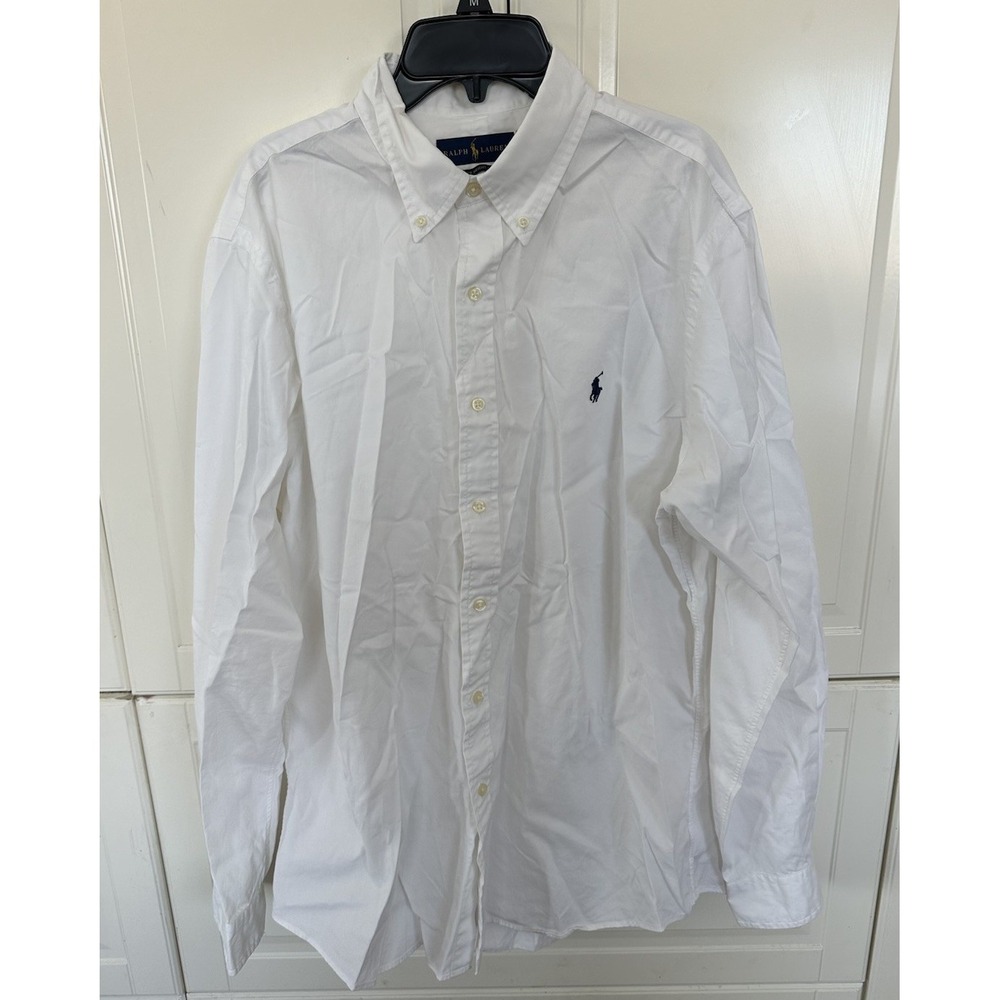 Polo Ralph Lauren Shirt Mens XXL Big White Feather Weight Twill Button Down Pony